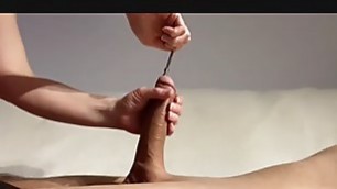 Toe curling orgasm with vibrator deep in urethra