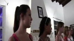 Group Of Amateur Teens Stripping For Lesbian Sorority